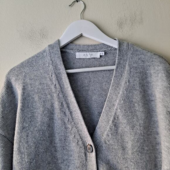 ASTR The Label Saffi Sweater Wool Blend Knit Cardigan Heather Gray Womens Size S - Picture 6 of 11